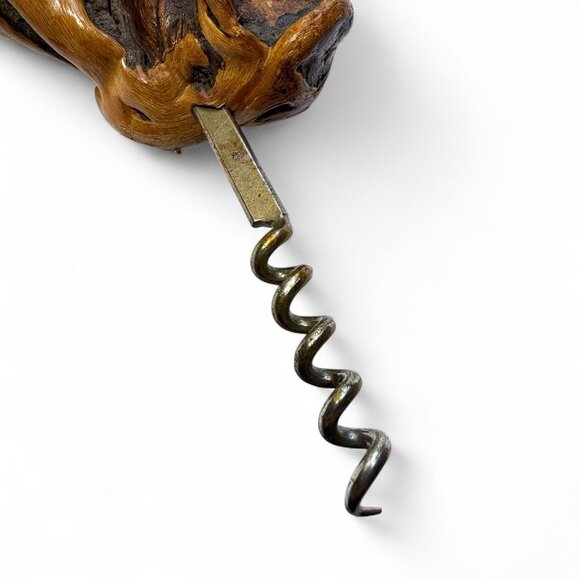 Vintage Corkscrew w/ Natural Root Burl Wood Handle – Rustic Wine Opener Barware - Picture 2 of 8